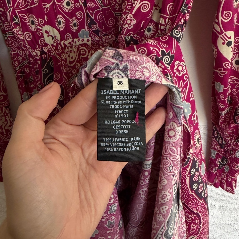 Isabel Marant Etoile Magenta Cescott Paisley Print Midi Dress - Picture 7 of 9